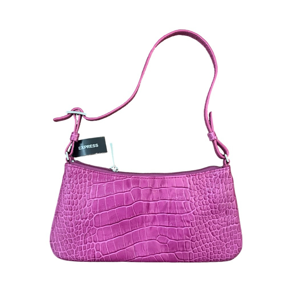 NWT Y2K Express Pink Croc Embossed Shoulder Bag. - Picture 2 of 6